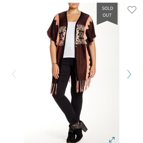 Perch tribal printed fringe kimonos wrap - Picture 4 of 8